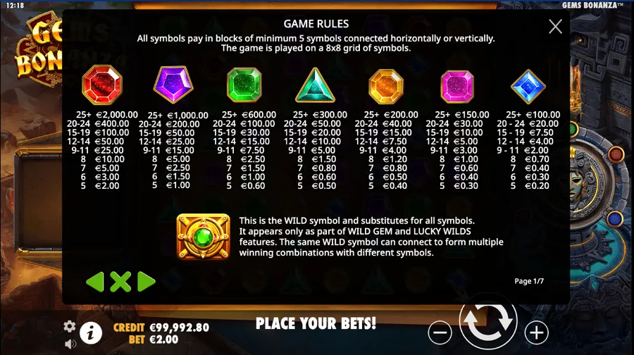 gems bonanza symbols