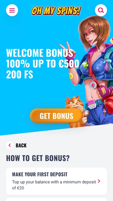 ohmyspins casino welcome bonus