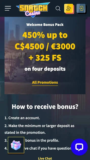 snatch casino welcome bonus